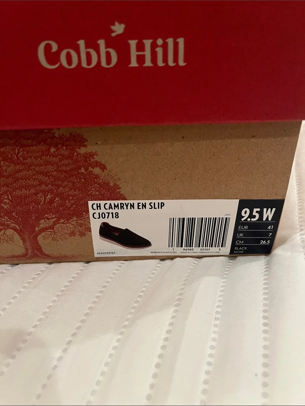Cobb Hill Women’s Black linear knit Slip-On Loafer Size 9.5W New